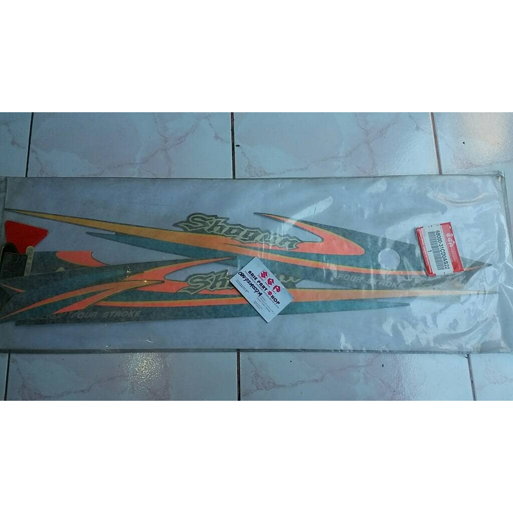 Stripping stiker original shogun 110 old kebo warna hijau