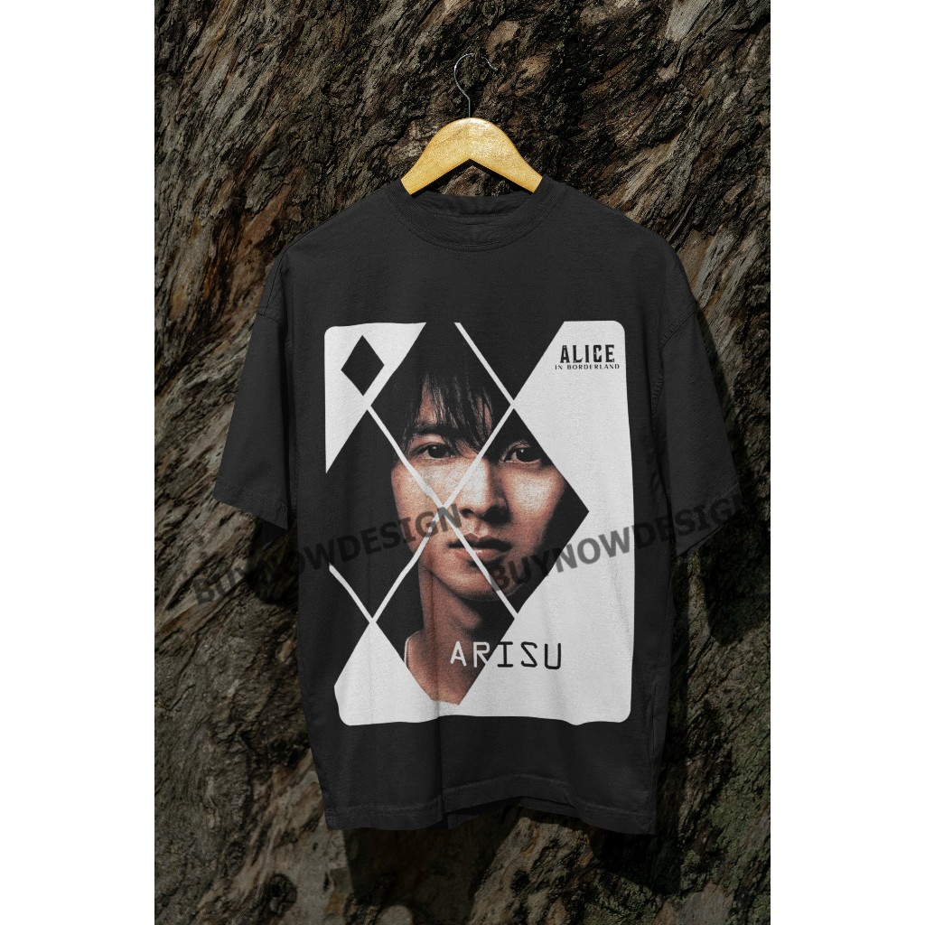 Kaos ALICE IN BORDERLAND Oversize T Shirt Premium Pria Wanita Hitam Putih Wash