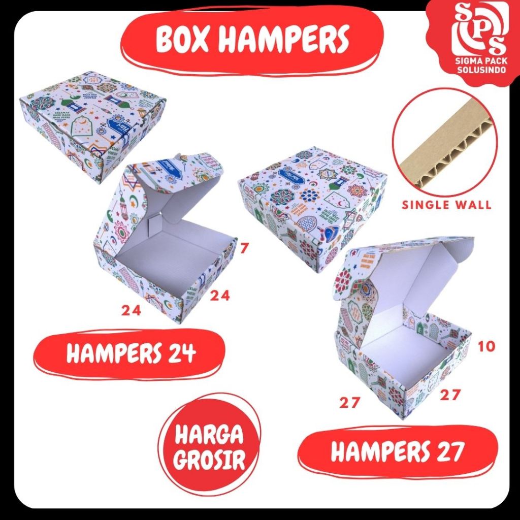 Box Lebaran 24x24x7 LD / 27x27x10 LS Kardus Hampers / Dus idul Fitri Packing/Karton/Polos/Hampers/Ba