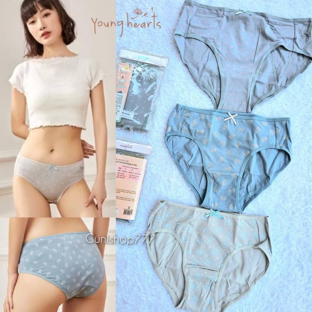 PANTY YOUNG HEARTS SANITARY KATUN MIDI S M L CELANA DALAM MENSTRUASI CD MENS DATANG BULAN COTTON HEA