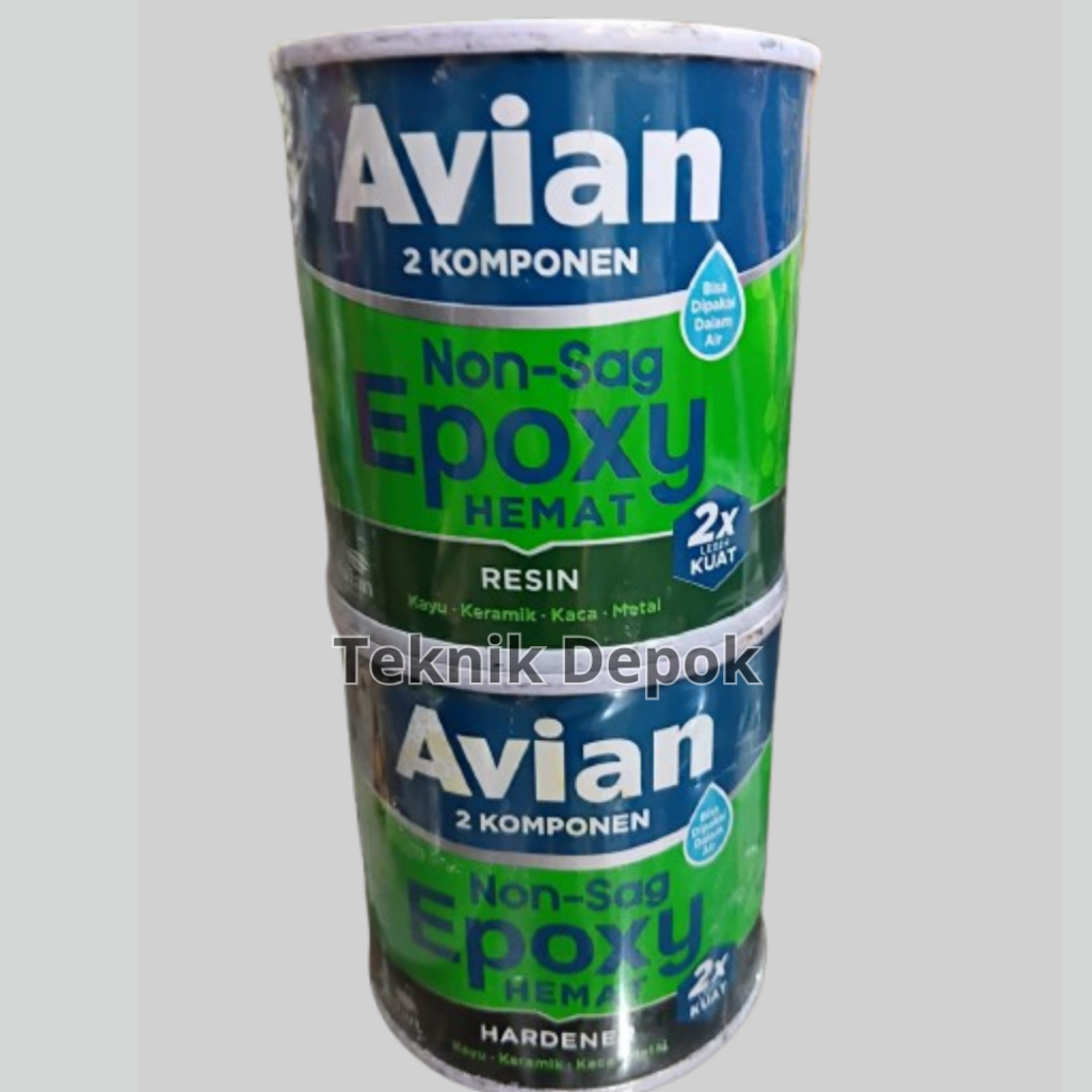 Lem Epoxy Avian Non - Sag 2 Komponen Resin 400 Gram dan Harderner 400 Gram Dempul Pekerat Besi Alumi