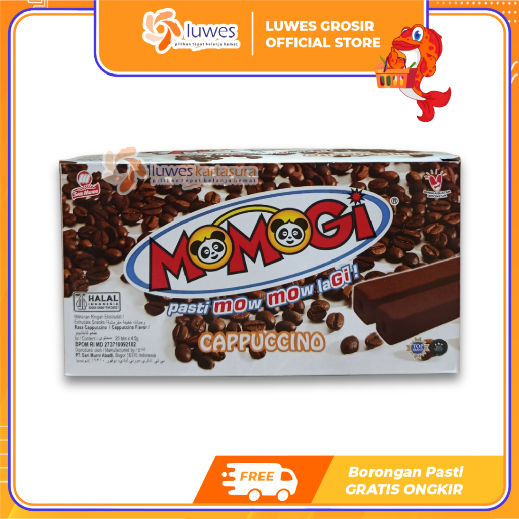 [GROSIR] Momogi Rasa Cappuccino Snack Makanan Ringan Isi 20 Pcs Per Box Murah