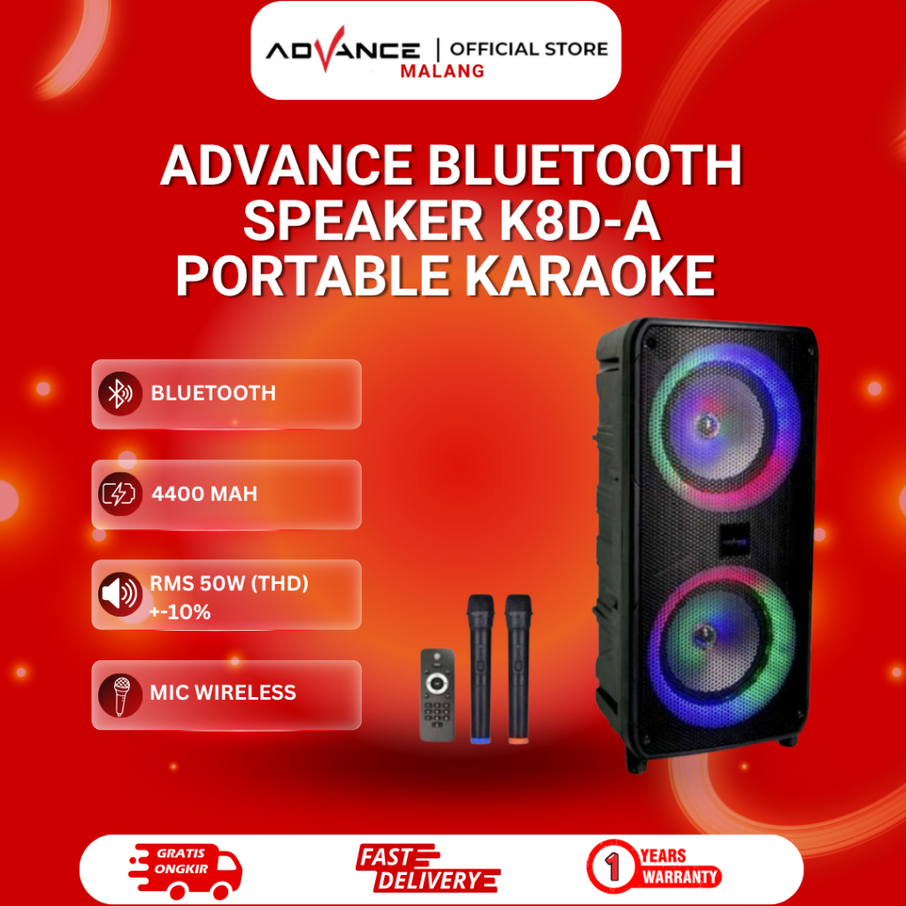 Advance Bluetooth Speaker Portable Karaoke MicroSD Radio K8D A K8D-A