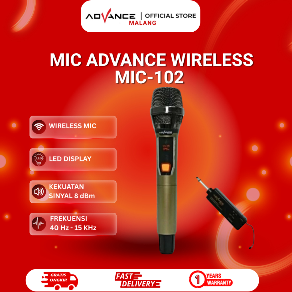 Mic Advance MIC-102  Microphone Profesional Wireless Advance Mic102