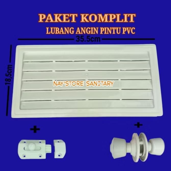 Lubang angin pintu kamar mandi PVC komplit set.