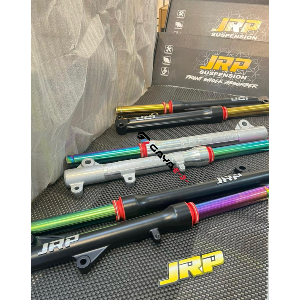SHOCK DEPAN + TABUNG JRP UNTUK MIO J/ MIO SPORTY / BEAT / VARIO / SCOOPY / SHOCK AS RAINBOW GOLD BLU