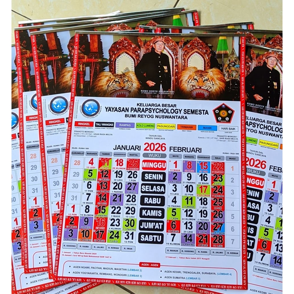 Kalender 2026 - Kalender Jawa lengkap tahun 2026 YAYASAN PARAPSYCHOLOGY SEMESTA / Kejawen Jowo / Kal