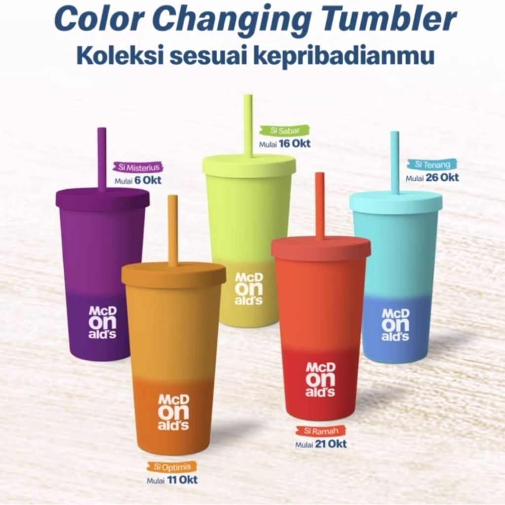 Aneka Merchandise McD McDonald McDonalds McDonald's Original Limited Edition Color Changing Tumbler 