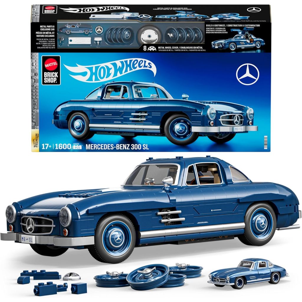 Mattel Brick Shop Hot Wheels Premium Series Building Set, Mercedes-Benz 300 SL