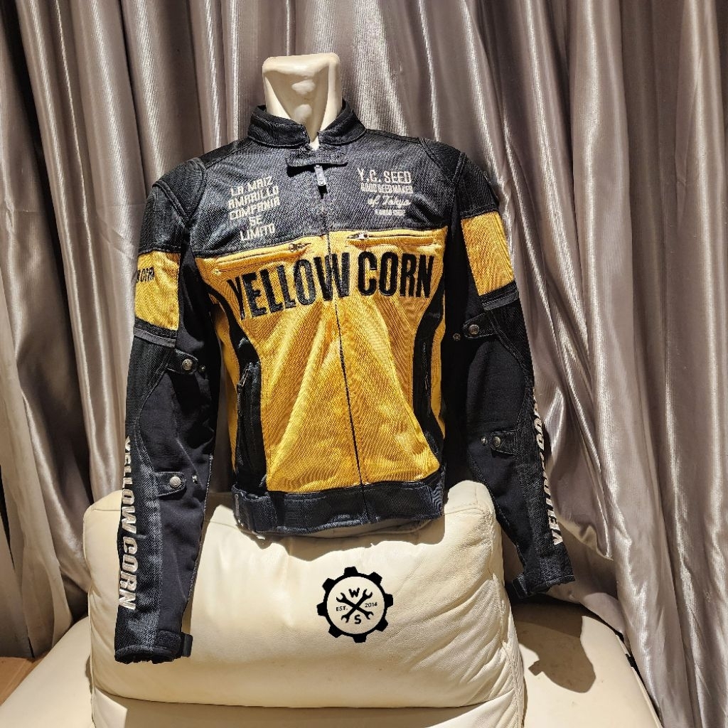 Jaket Motoran Riding Touring Protector Yellow Corn Seed Original SJ 2312 Like New Preloved Mulus