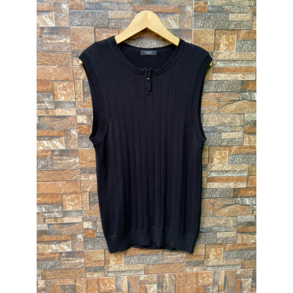 Vintage 90s SACSNY Y’SACCS Black Ribbed Sleeveless Knit Top