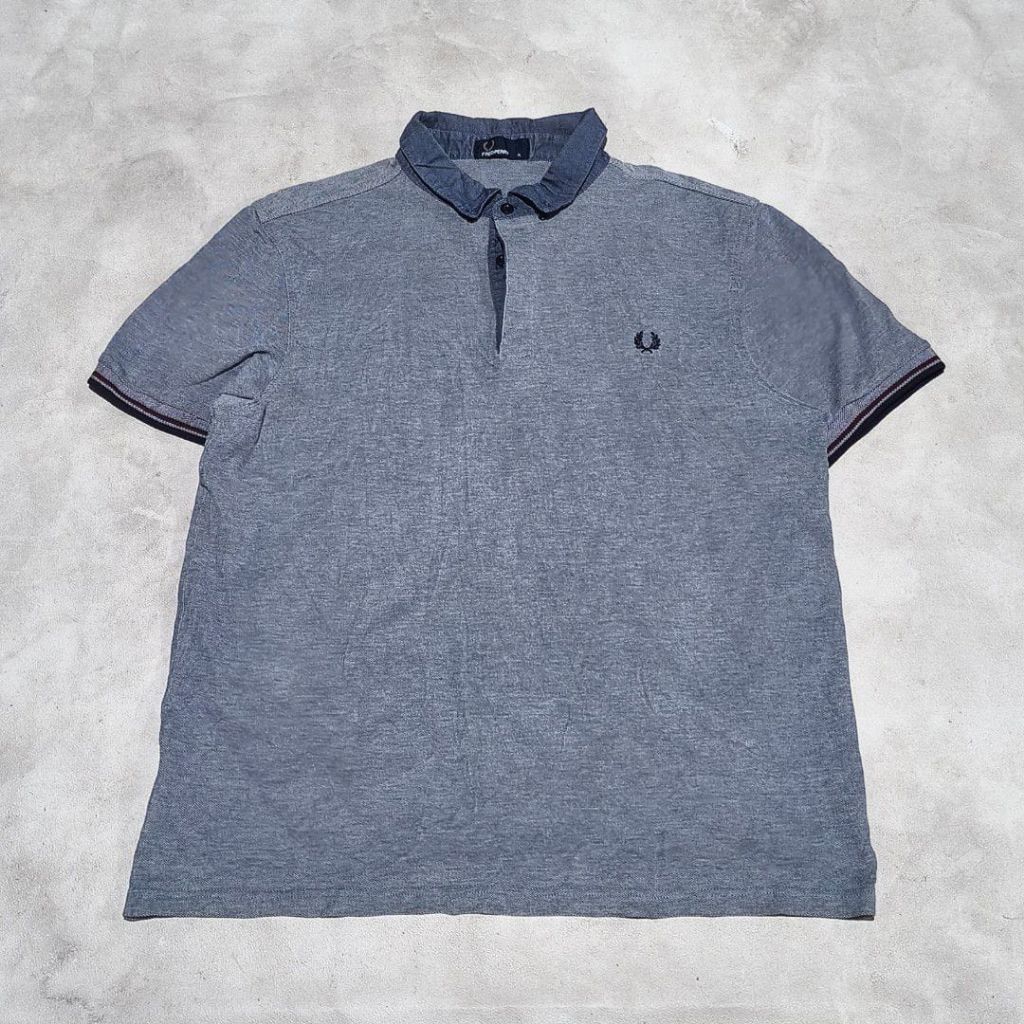 Baju kaos kerah polo Fred Perry twin tapped abu
