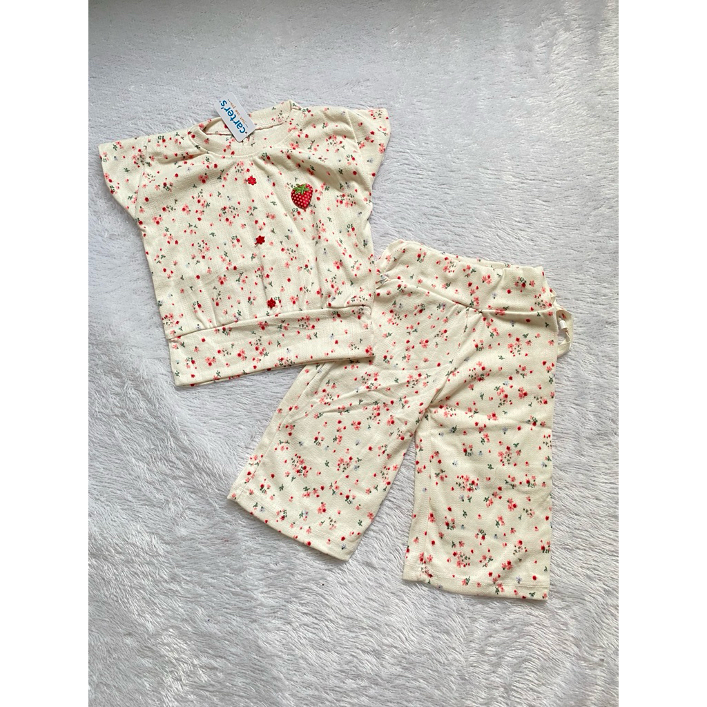Setelan Kulot Anak Perempuan / Set Kulot Stroberi / Set Kulot Motif