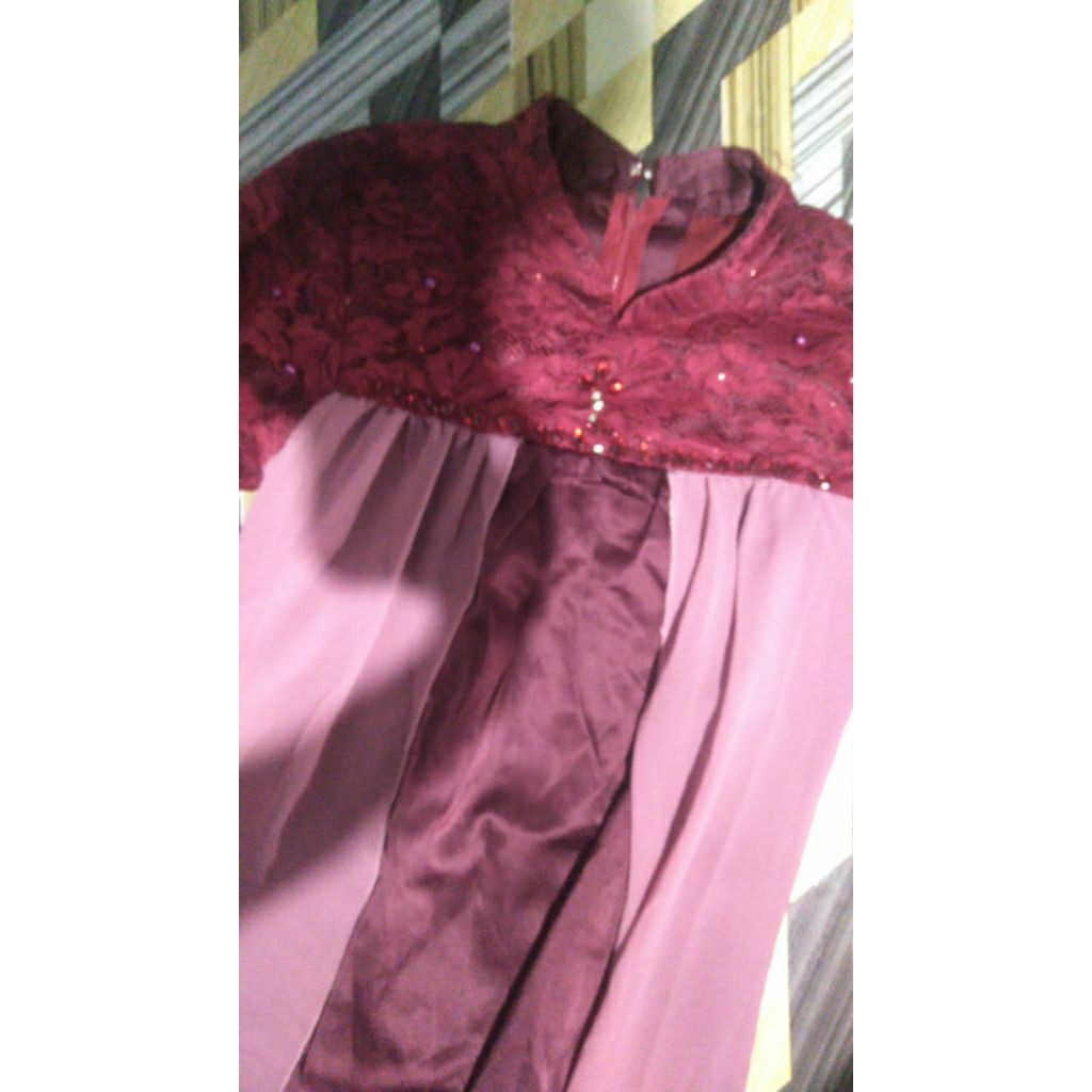 preloved baju kondangan | baju muslim | baju gamis | baju lebaran | baju terusan | maroon | burgundy