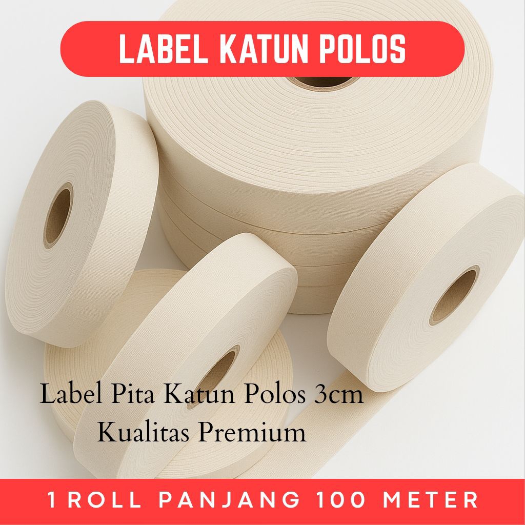 Label Katun Polos Import – Bahan Label Baju 3 CM
