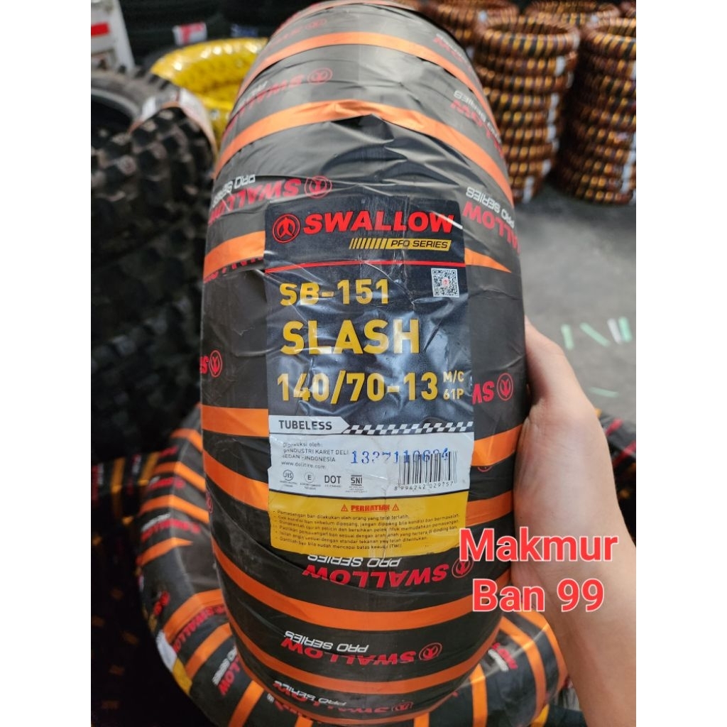 Ban Motor Swallow 140/70-13 Slash SB151 Tubeless Soft Compound