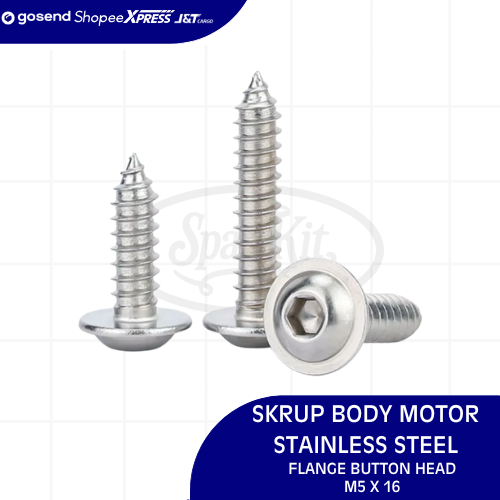 SKRUP BODY / BAUT BODY MOTOR 5x16 STAINLESS STEEL FLANGE BUTTON HEAD