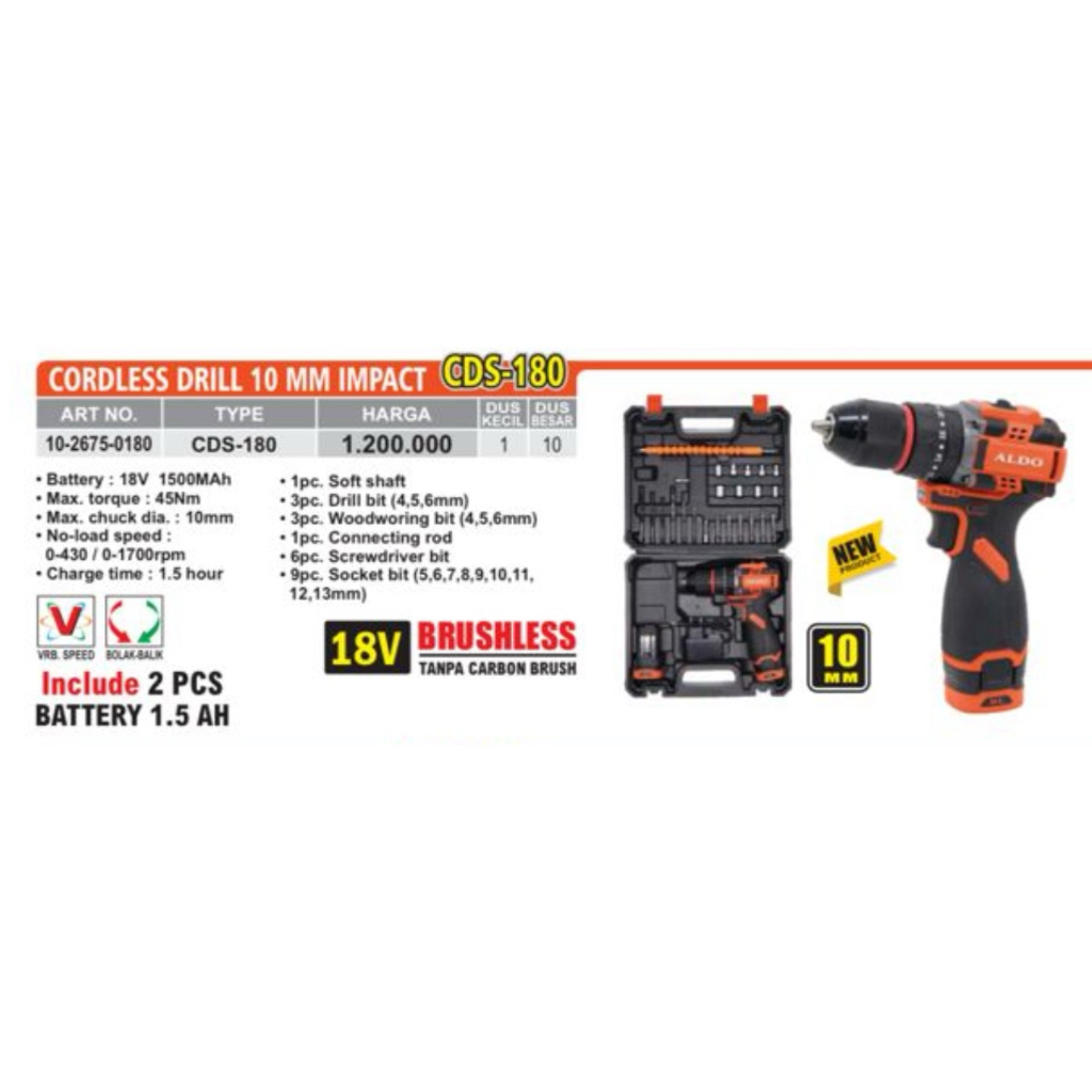 CORDLESS DRILL IMPACT 10MM ALDO