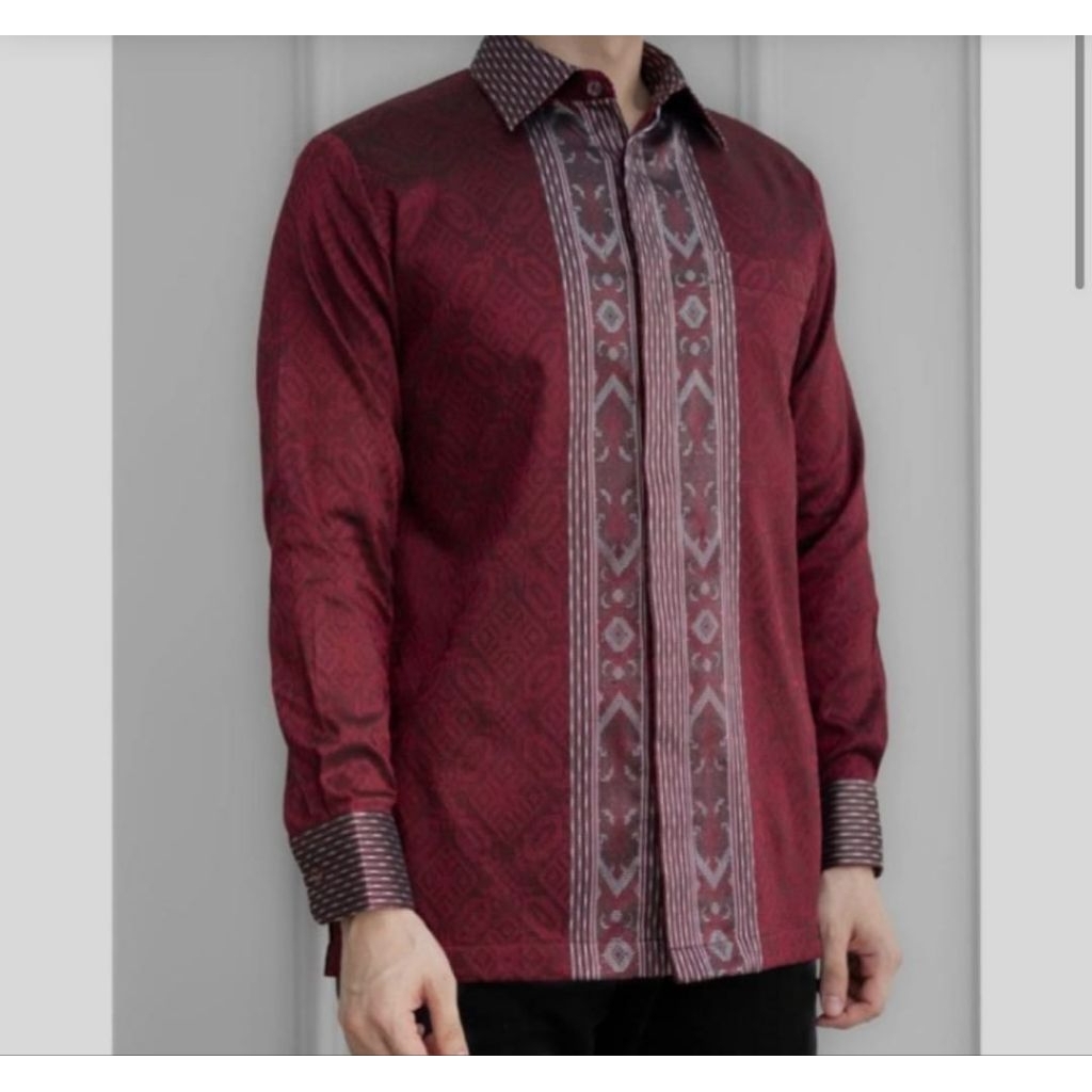 Kemeja lengan panjang, kemeja tenun baron, kemeja songket baron