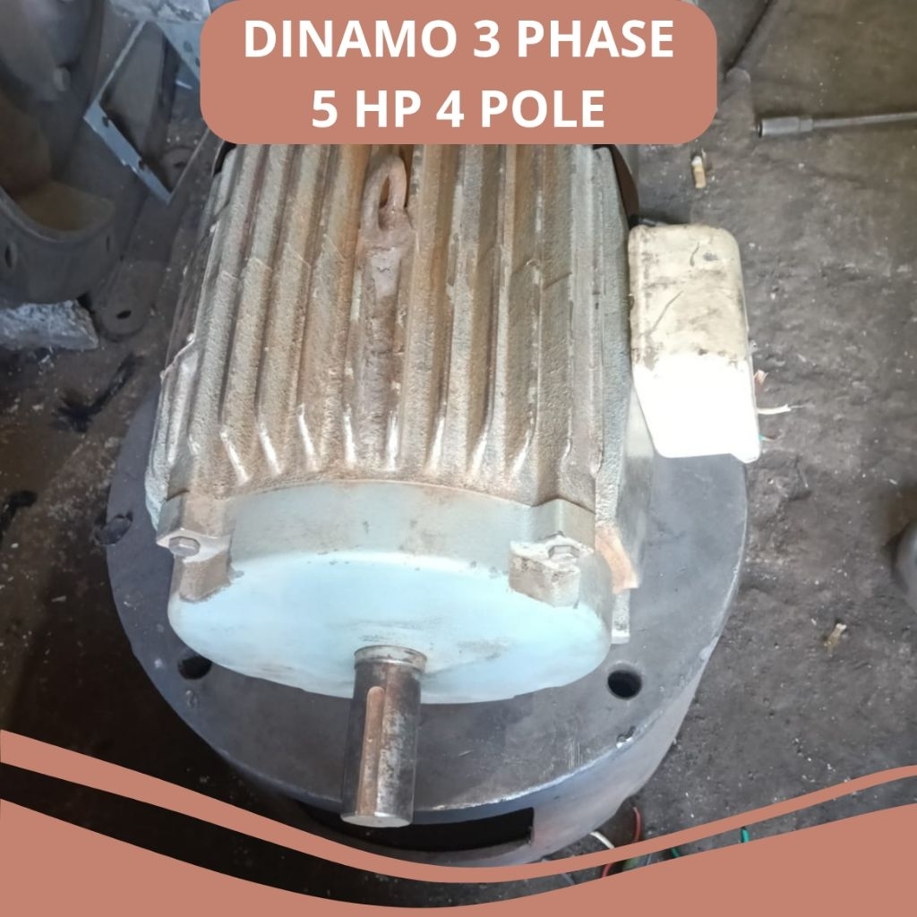 DINAMO BEKAS ELEKTRO MOTOR 5 HP 3 PHASE RPM 1500 | SUPPLIER DINAMO BEKAS SURABAYA MURAH
