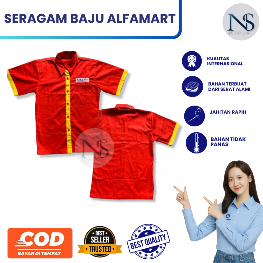 Baju Alfamart Pria | Baju Alfamart Cowok | Baju Alfamart Merah | Baju Kerja Merah | Kemeja  Alfamart
