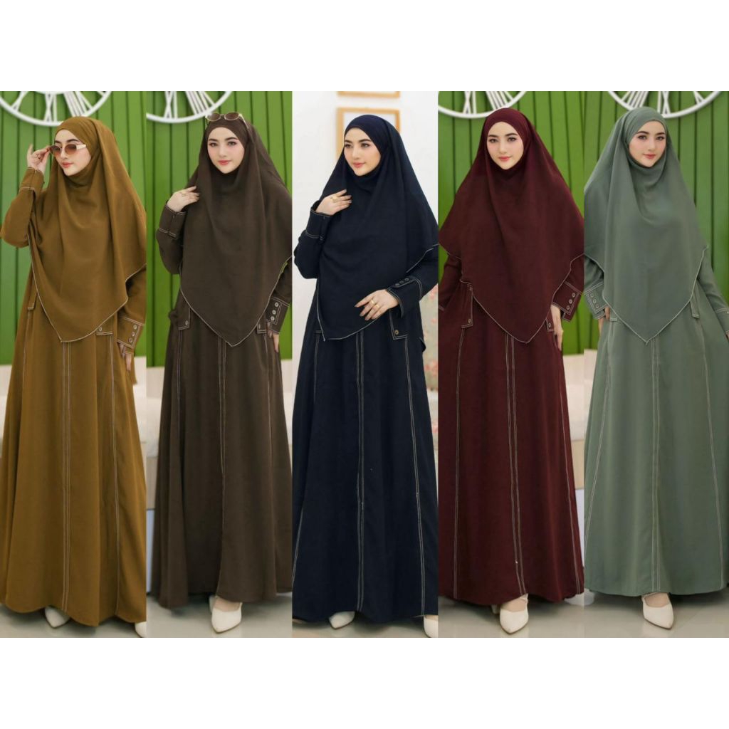 KHADIJAH SET KHIMAR 2 IN 1 (BISA NIQAB/CADAR)  ORI BY SYAFEERA SYARI LD 110 BUSUI FRIENDLY BAHAN PAU