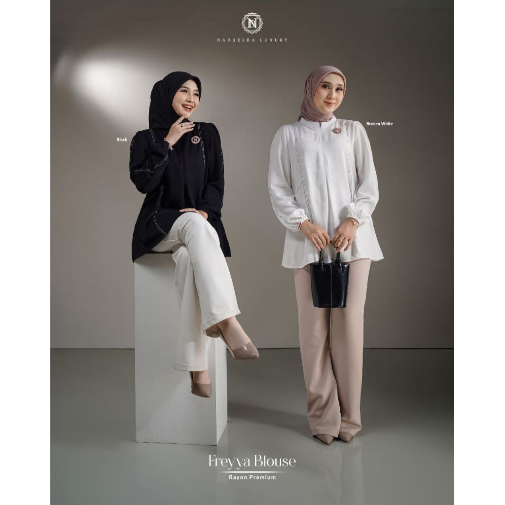 FREYYA BLOUSE - NADHEERA LUXURY | Rayon Premium - Busui & Wudhu Friendly | Blouse wanita Kekinian - 