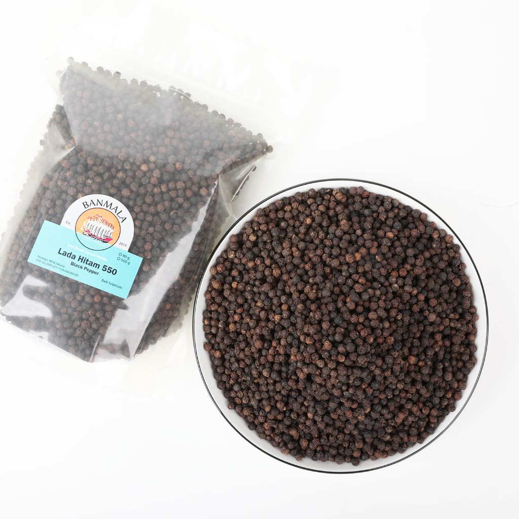 Banmala Lada Hitam Biji 1kg Zipper Bag - Bumbu Dapur Premium untuk Masakan Kepiting & Seafood - Bubu