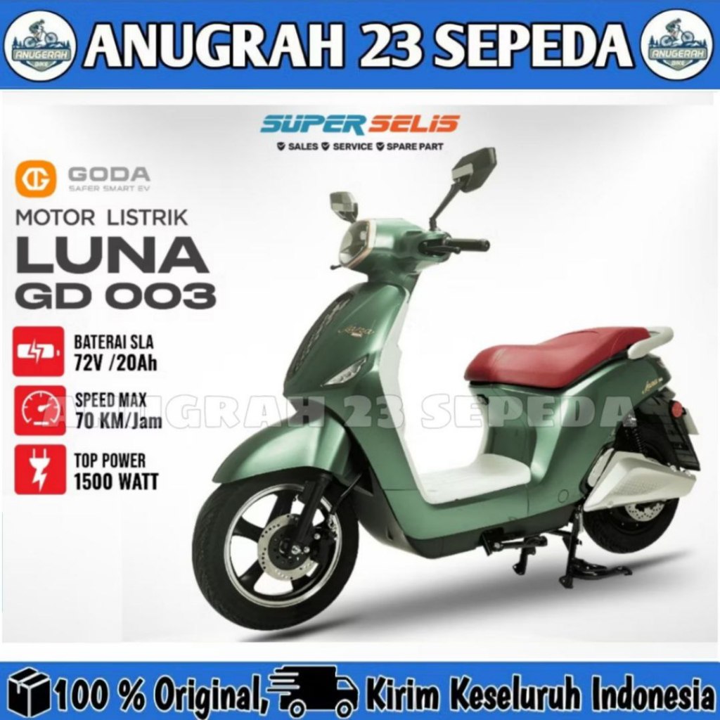 Sepeda Listrik GODA 003 LUNA 72V 20AH 72V/20AH Selis Garansi Resmi