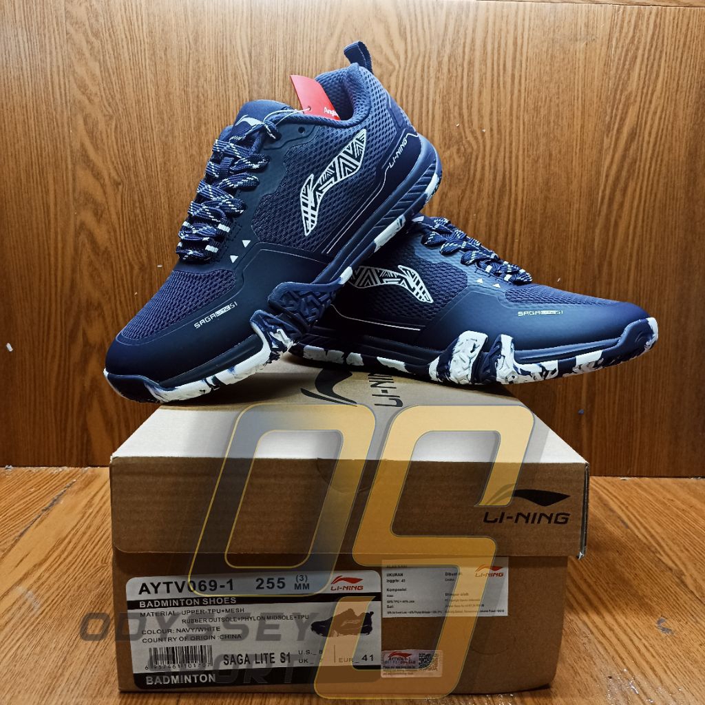 Sepatu Badminton LINING SAGA LITE S1 (Navy/White) 100% ORIGINAL