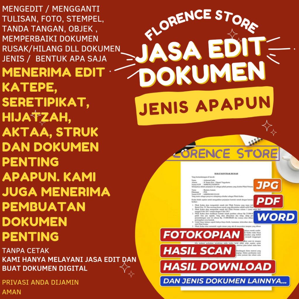 JASA EDIT DOKUMEN PDF WORD EXCEL POWERPOINT PNG JPG | KTP, IJAZAH, SERTIFIKAT, AKTA, KK, FOTOKOPI, S