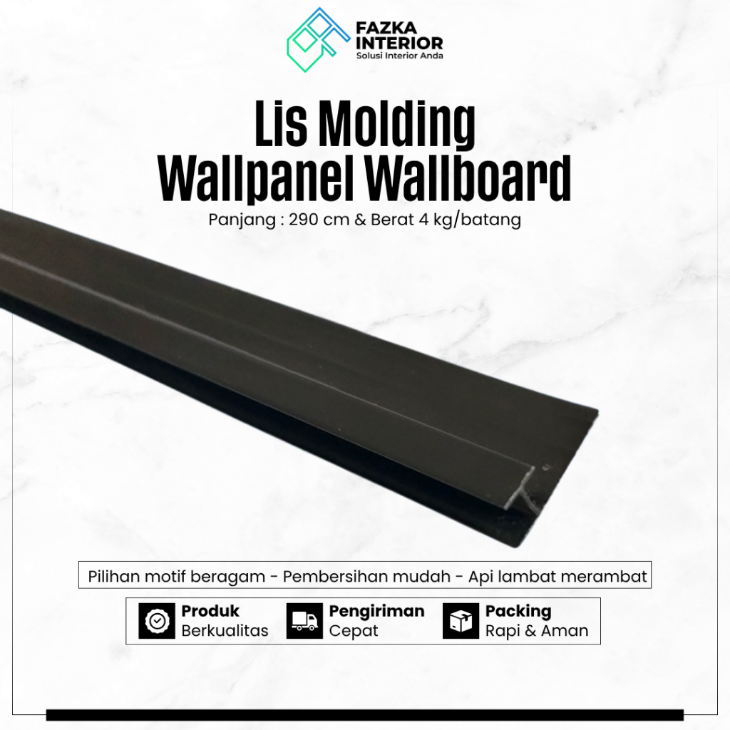 Lis Molding Wallpanel Wallboard Bahan Alumunium Anti Karat Tutup Sambung