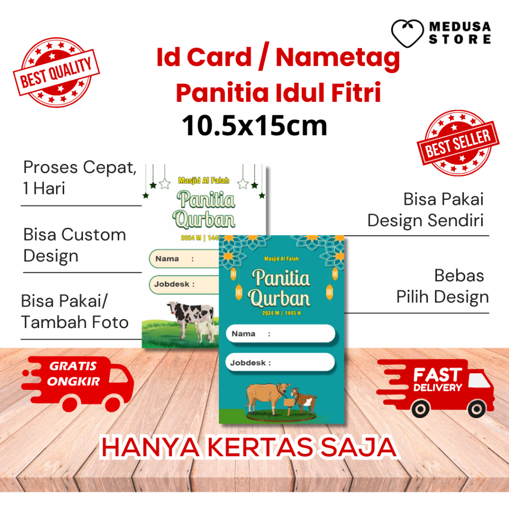 id card name tag panitia peserta pengajian Idul Fitri (10.5x15)