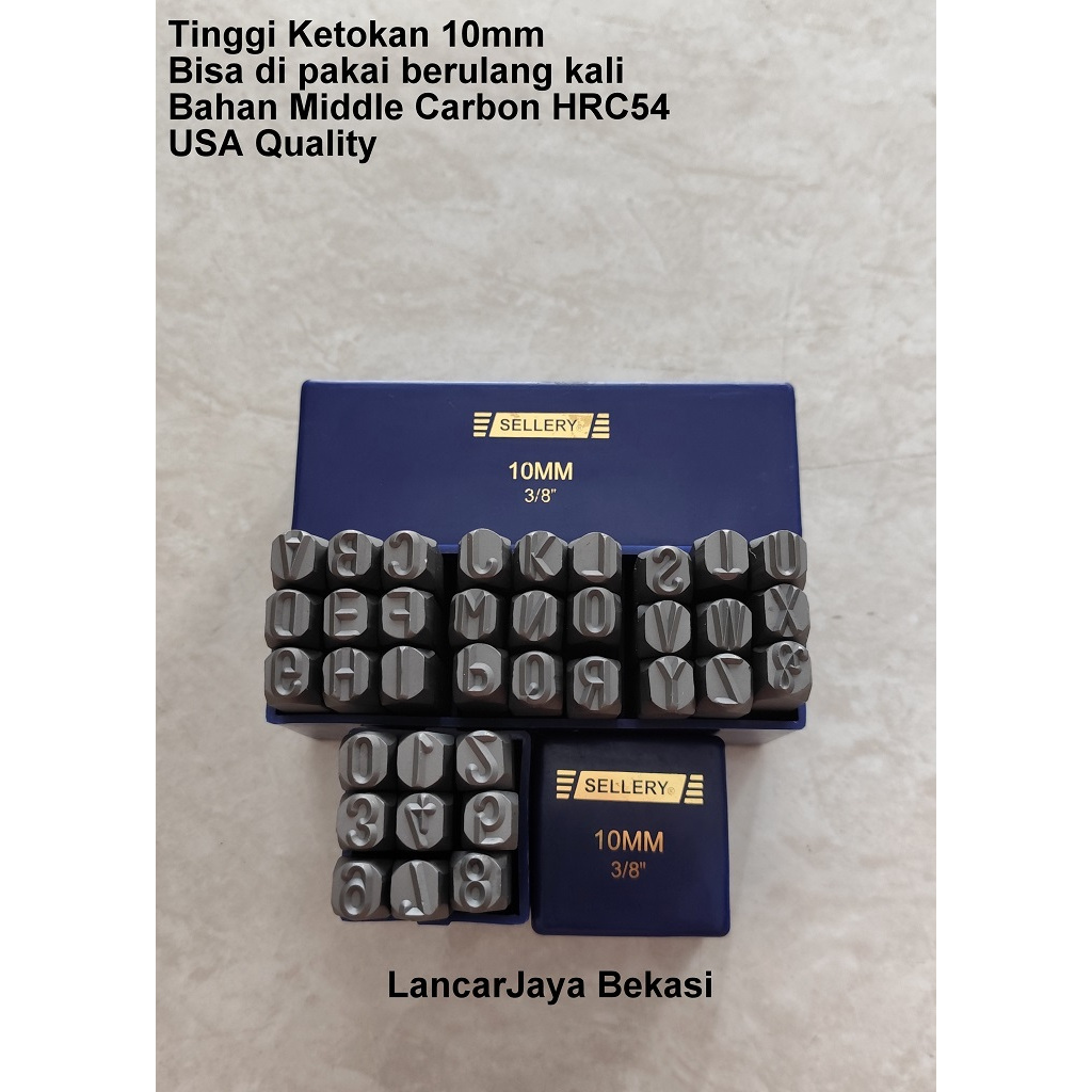 Sellery USA Alat Ketok Set Huruf Angka Lengkap Ukuran 10mm Bahan Middle Carbon HRC54