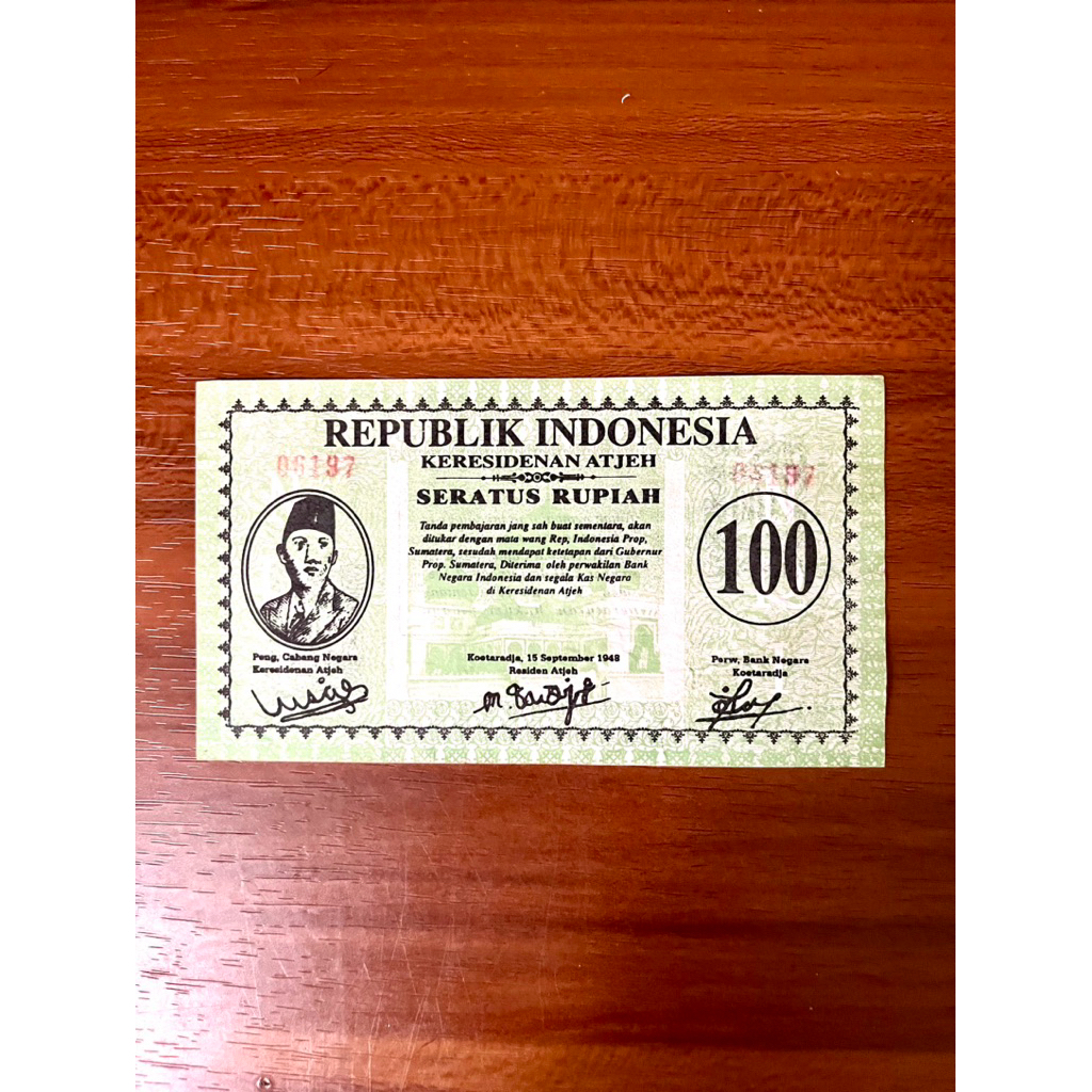 Uang Kertas 100 Rupiah 1948 ORIDA Keresidenan Atjeh, Koleksi Kuno