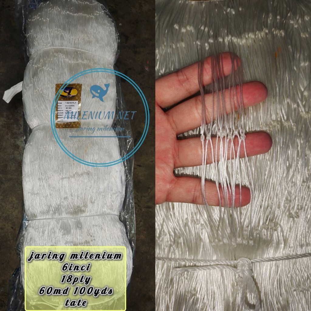 jaring milenium/jaring ply/jaring pintal /6inci 18ply 60md 100yds tate