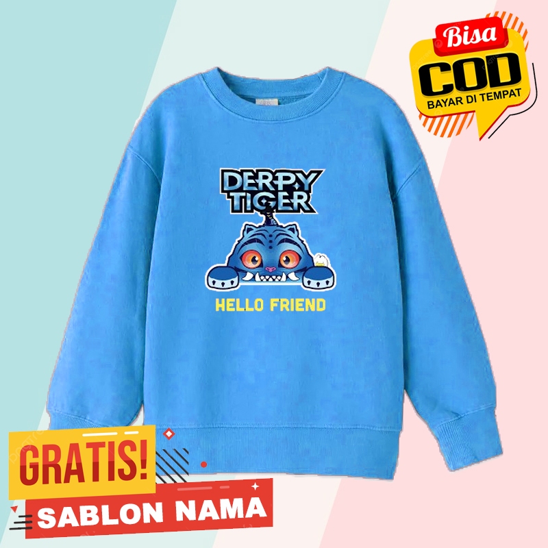 Sweater Anak Derpy Tiger Hello Friend / Jaket Anak Laki Laki & Perempuan Derpy Tiger Hello Friend