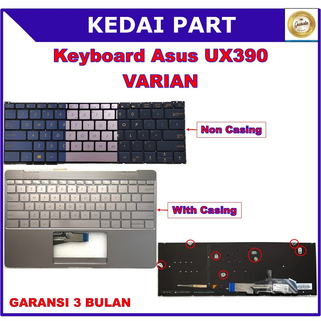 Keyboard Asus Zenbook 3 UX390 UX390u UX390CA UX390uak Silver Blue Backlight Frame Casing
