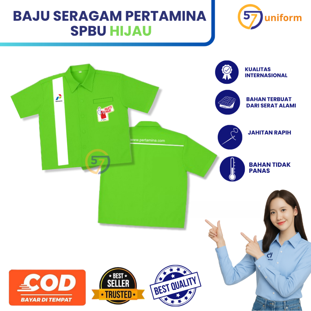 Baju Pertamina Hijau | Baju Spbu | Seragam Spbu Hijau | Seragam Pertamina