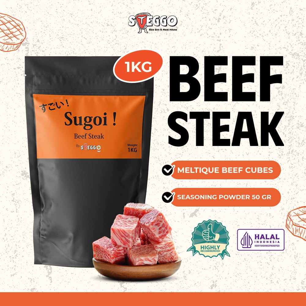 Saikoro Beef Meltique. Beef Saikoro Cubes Steak 1 KG. Daging Kotak Saikoro