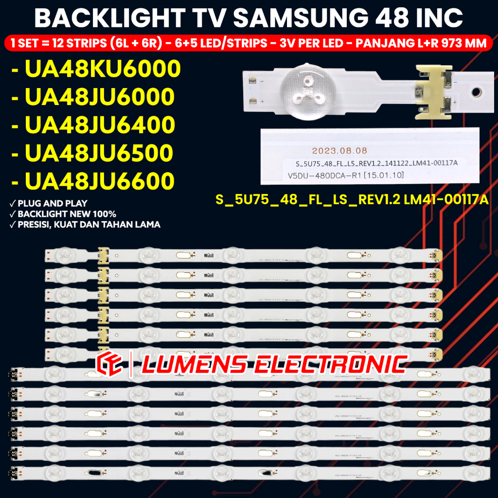 BACKLIGHT TV SAMSUNG 48 INCH UA48KU6000 UA48JU6000 UA48JU6400 UA48JU6500 UA48JU6600 BL LED 48KU 48JU