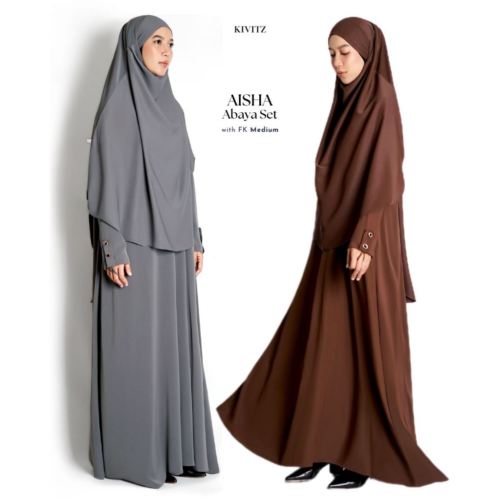 KIVITZ | AISHA ABAYA SET - with FK Medium | Baju Gamis Dress Muslimah Umroh Haji SET Syar'i anti UV