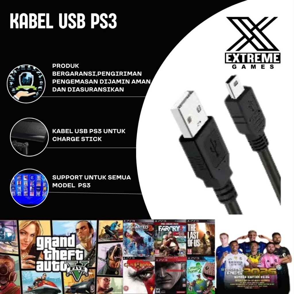 Kabel Usb Charger Stik Ps3 Kabel Stik Ps3