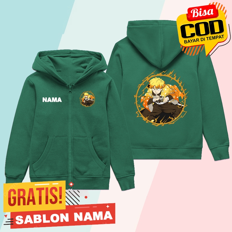 Zipper Anak Agatsuma Zenitsu Demon Hunters / Jaket Anak Laki Laki & Perempuan Agatsuma Zenitsu Demon