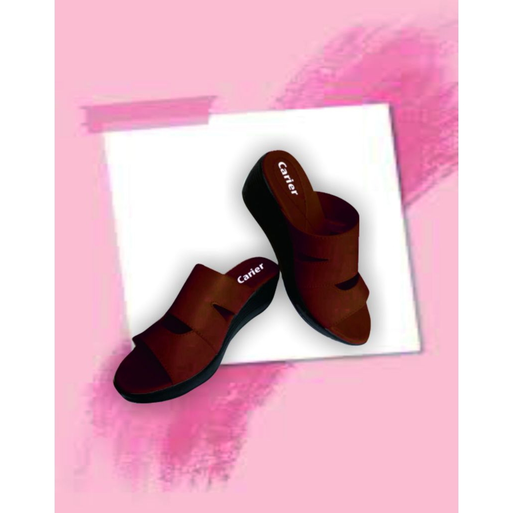sandal wedges sandal karet ibu ibu kekinian