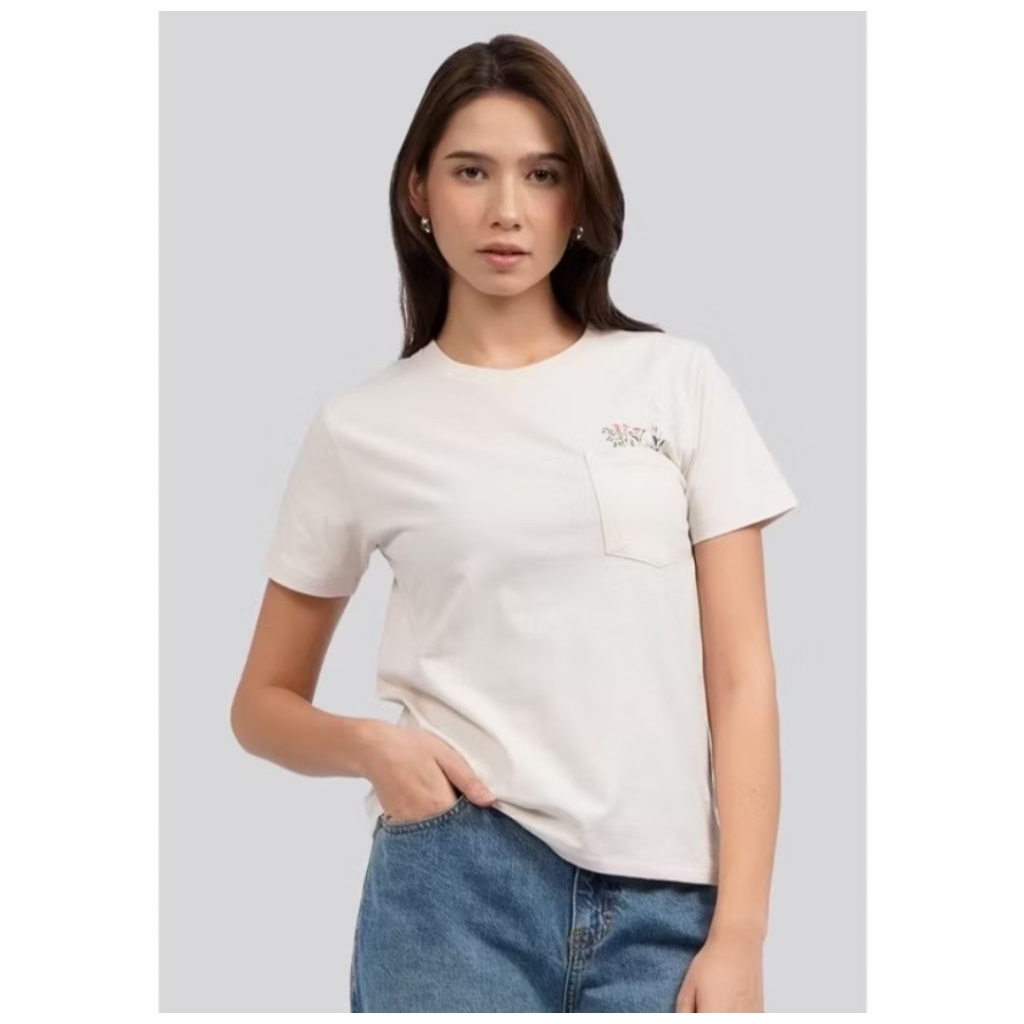 Kaos tshirt wanita executive short sleeve graphic tshirt ecru