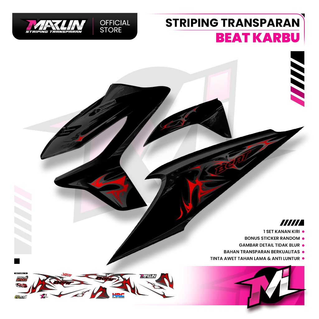 Striping Beat Karbu Lis Bahan Bening Transparan Polet Lis Sticker Beat Karbu Old
