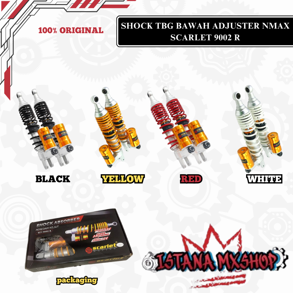 Shock Absorber Shockbreaker scarlet racing Skok Tabung Bawah Adjuster 9002 R 335mm (Nmax old)
