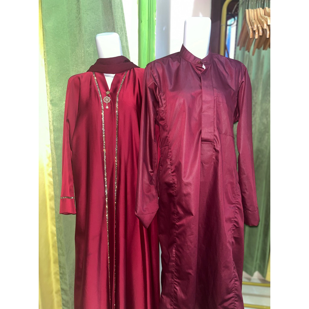 Set Couple Abaya dan ghamis import asli saudi arabia by kamelia abaya dengan motif polos cocok untuk