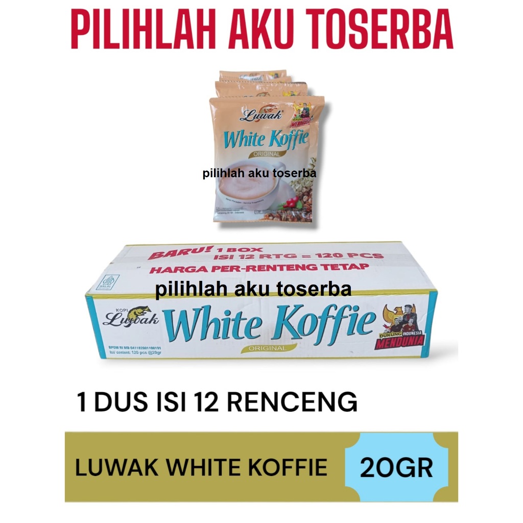 Kopi Luwak White Koffie Original Renceng 20 gram X 10 sachet - (Harga 1 Dus)